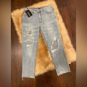 Womens ripped mom jeans
